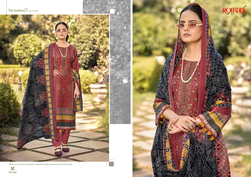 Romani Bin Kareem Vol 03 Cotton Digital Printed With Embroidered Dress Material