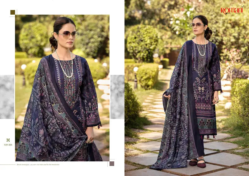Romani Bin Kareem Vol 03 Cotton Digital Printed With Embroidered Dress Material