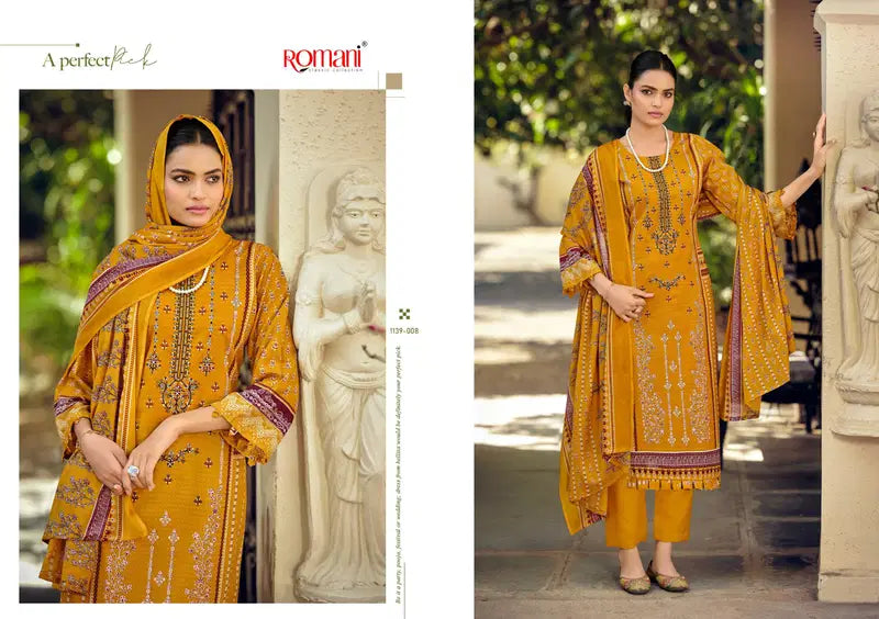 Romani Bin Kareem Vol 03 Cotton Digital Printed With Embroidered Dress Material