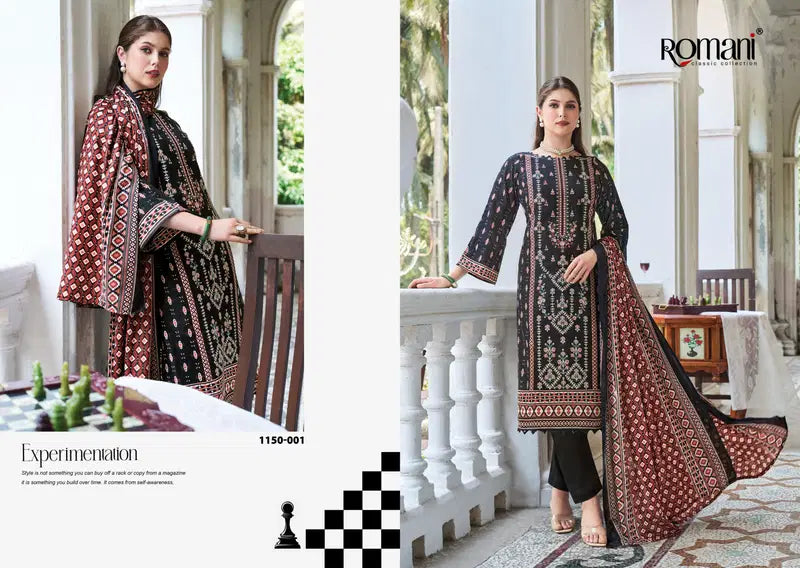 Romani Bin Kareem Vol 04 Cotton Digital Printed With Embroidered Dress Material