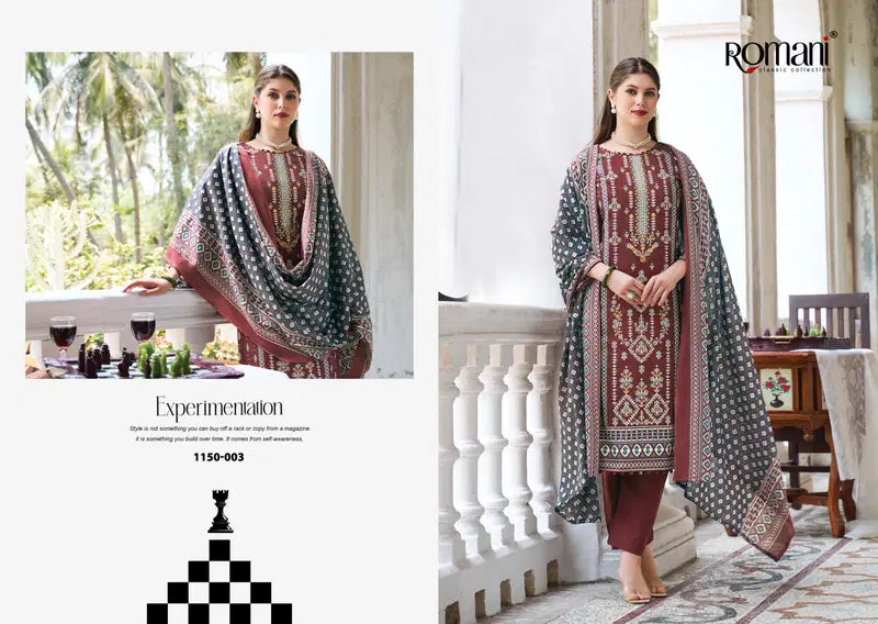 Romani Bin Kareem Vol 04 Cotton Digital Printed With Embroidered Dress Material