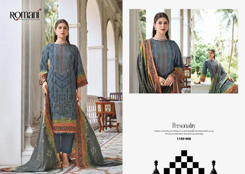 Romani Bin Kareem Vol 04 Cotton Digital Printed With Embroidered Dress Material