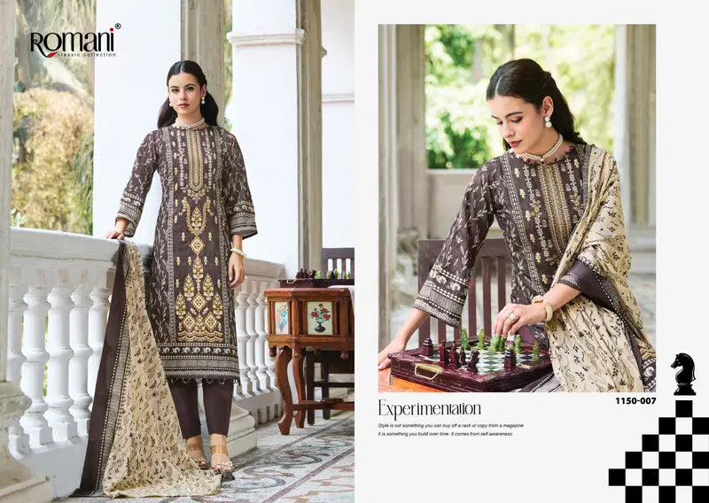 Romani Bin Kareem Vol 04 Cotton Digital Printed With Embroidered Dress Material