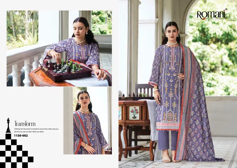 Romani Bin Kareem Vol 04 Cotton Digital Printed With Embroidered Dress Material