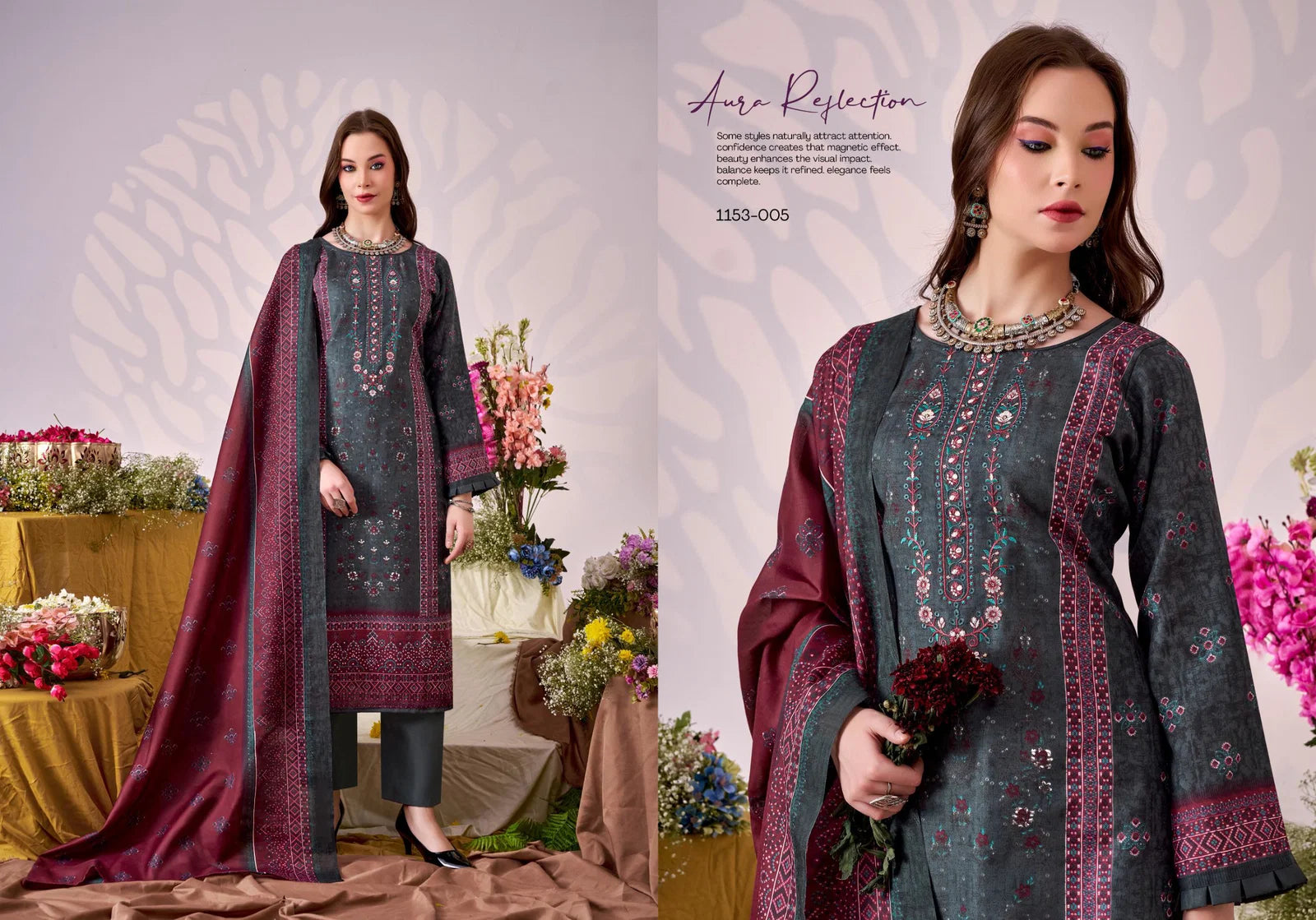 Romani Bin Kareem Vol 05 Cotton Digital Printed With Embroidered Dress Material