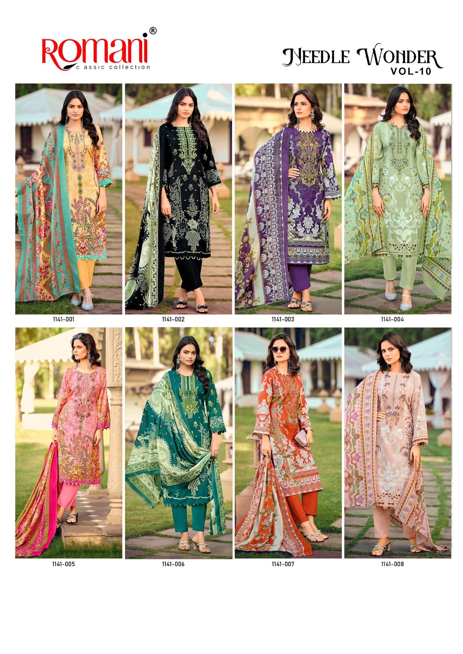 Romani Needle Wonder Vol 10 Cotton Digital Printed Embroidered Dress Material Collection