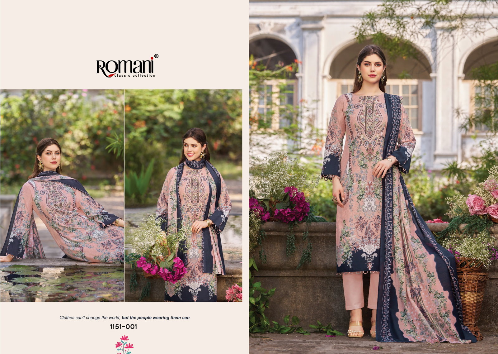 Romani Needle Wonder Vol 13 Cotton Digital Printed Embroidered Dress Material