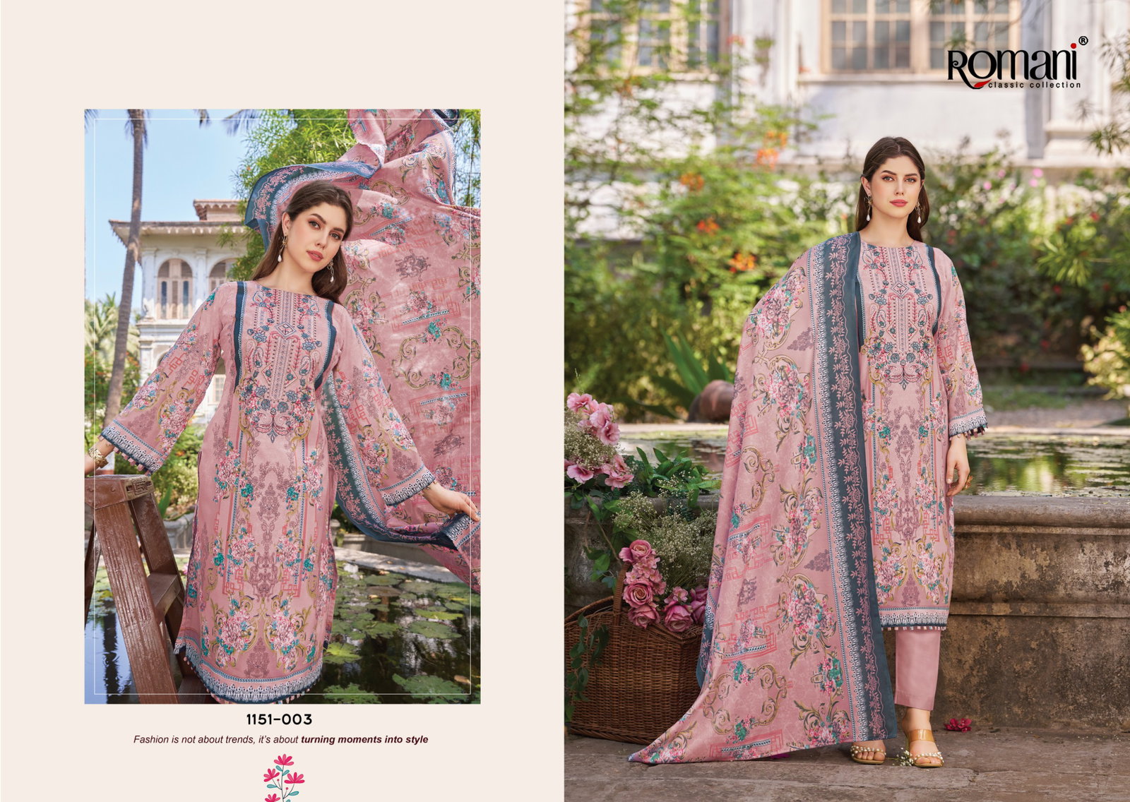 Romani Needle Wonder Vol 13 Cotton Digital Printed Embroidered Dress Material