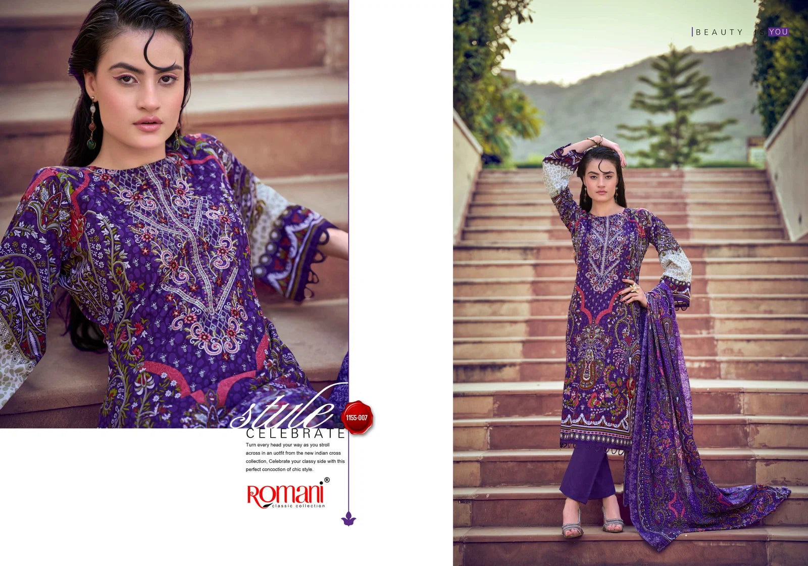 Romani Needle Wonder Vol 14 Cotton Embroidered Dress Material