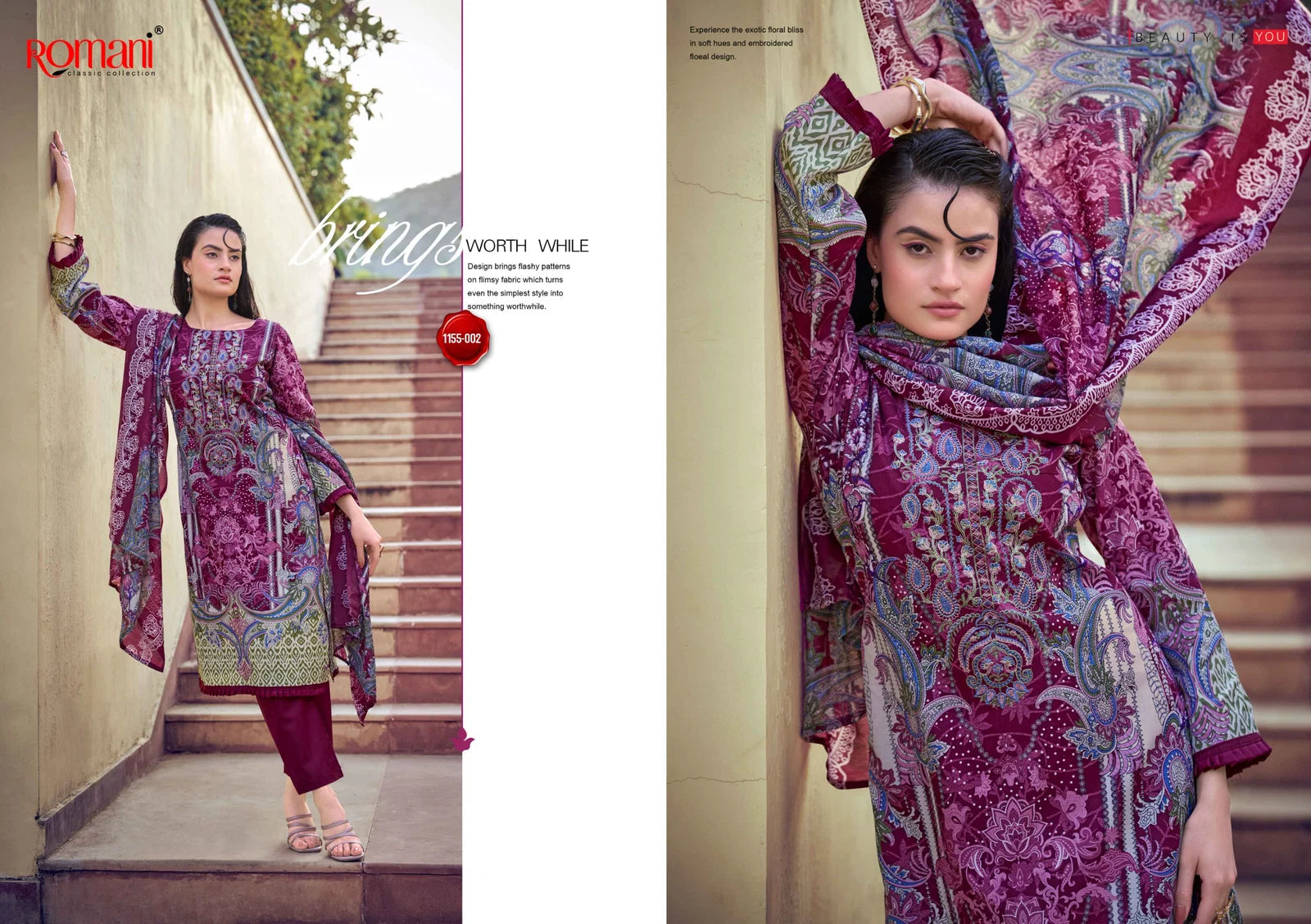 Romani Needle Wonder Vol 14 Cotton Embroidered Dress Material