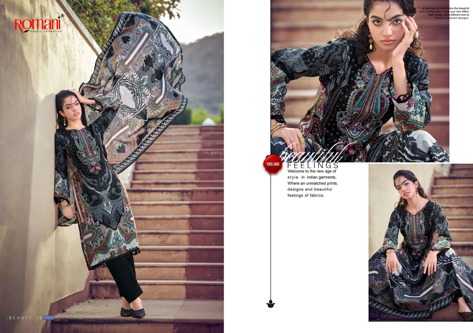 Romani Needle Wonder Vol 14 Cotton Embroidered Dress Material