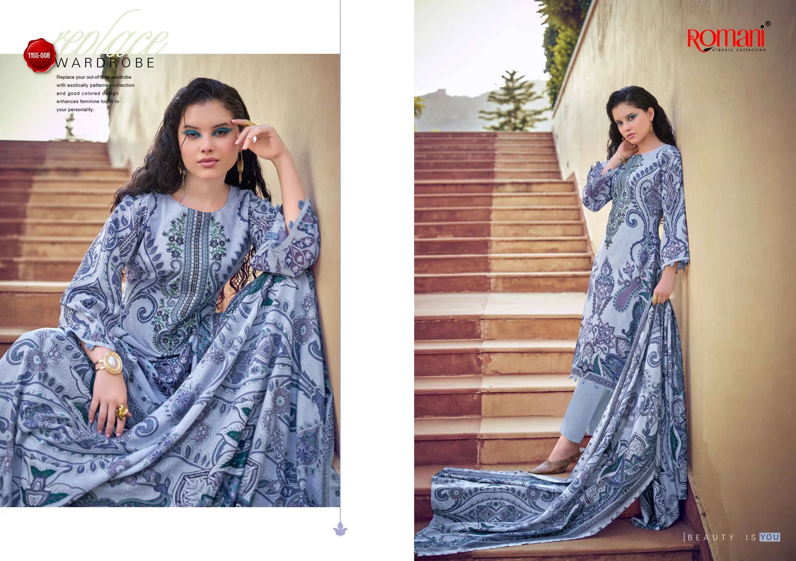 Romani Needle Wonder Vol 14 Cotton Embroidered Dress Material