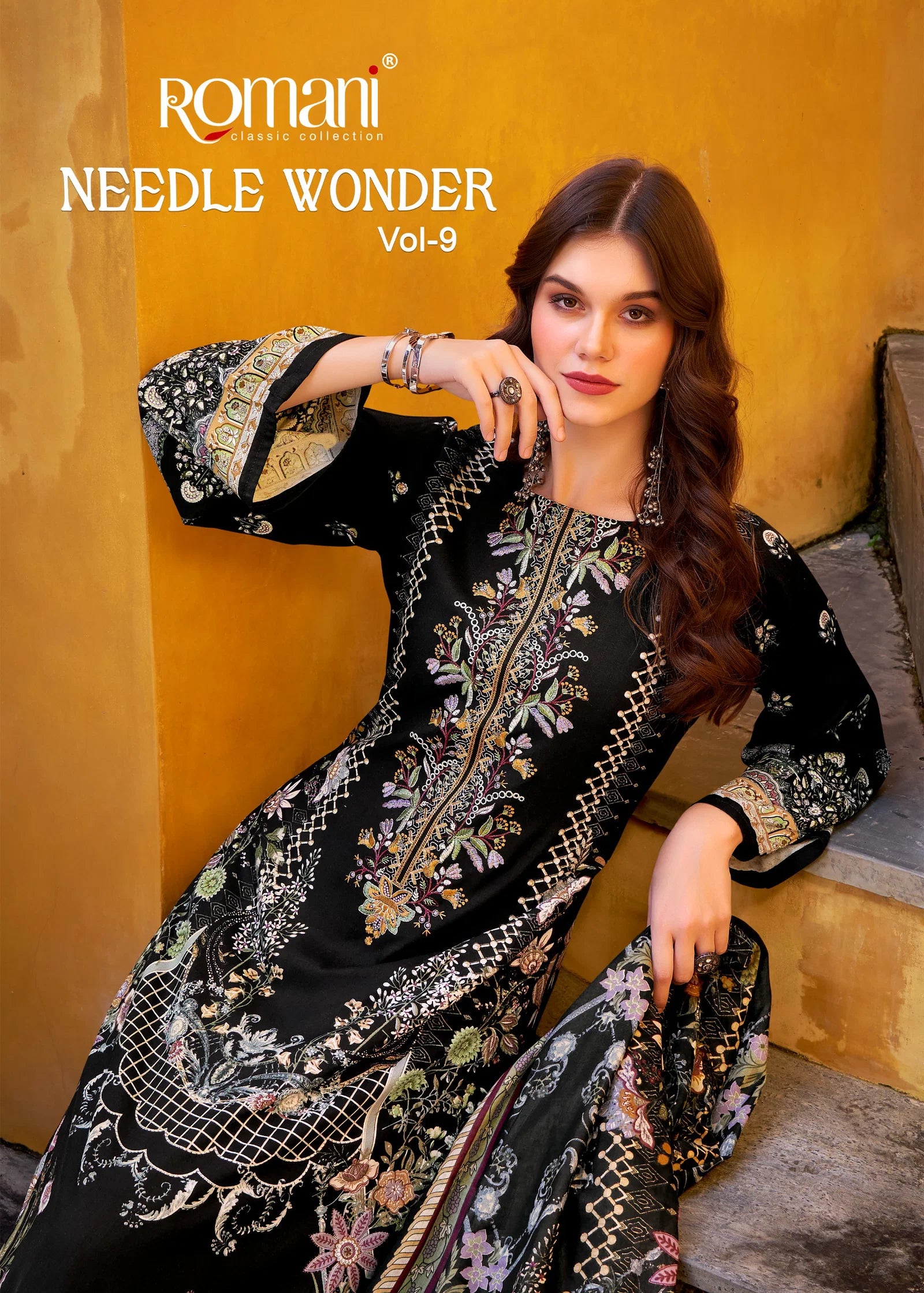 Romani Needle Wonder Vol 9 Cotton Printed Embroidered Dress Material Colleciton