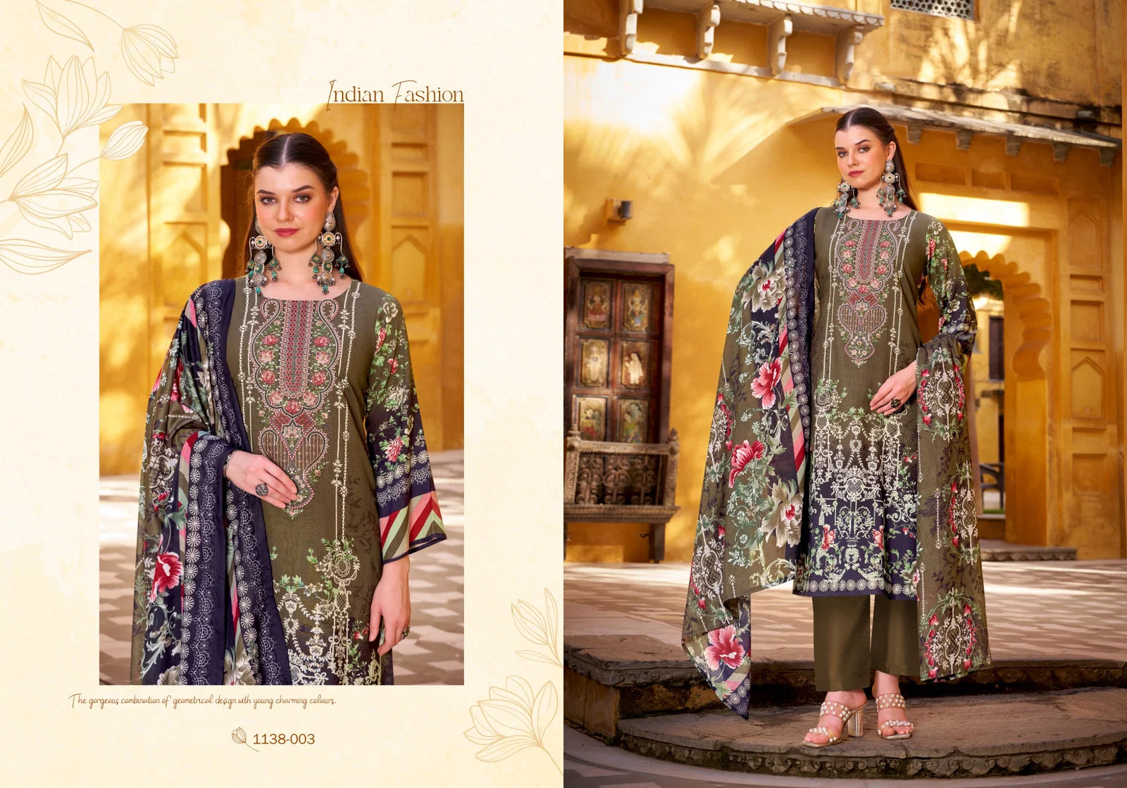 Romani Needle Wonder Vol 9 Cotton Printed Embroidered Dress Material Colleciton