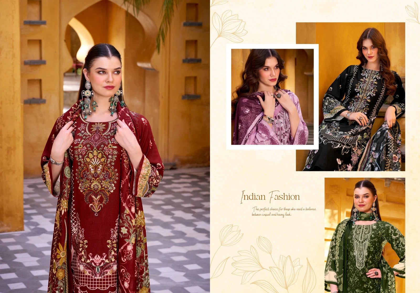 Romani Needle Wonder Vol 9 Cotton Printed Embroidered Dress Material Colleciton