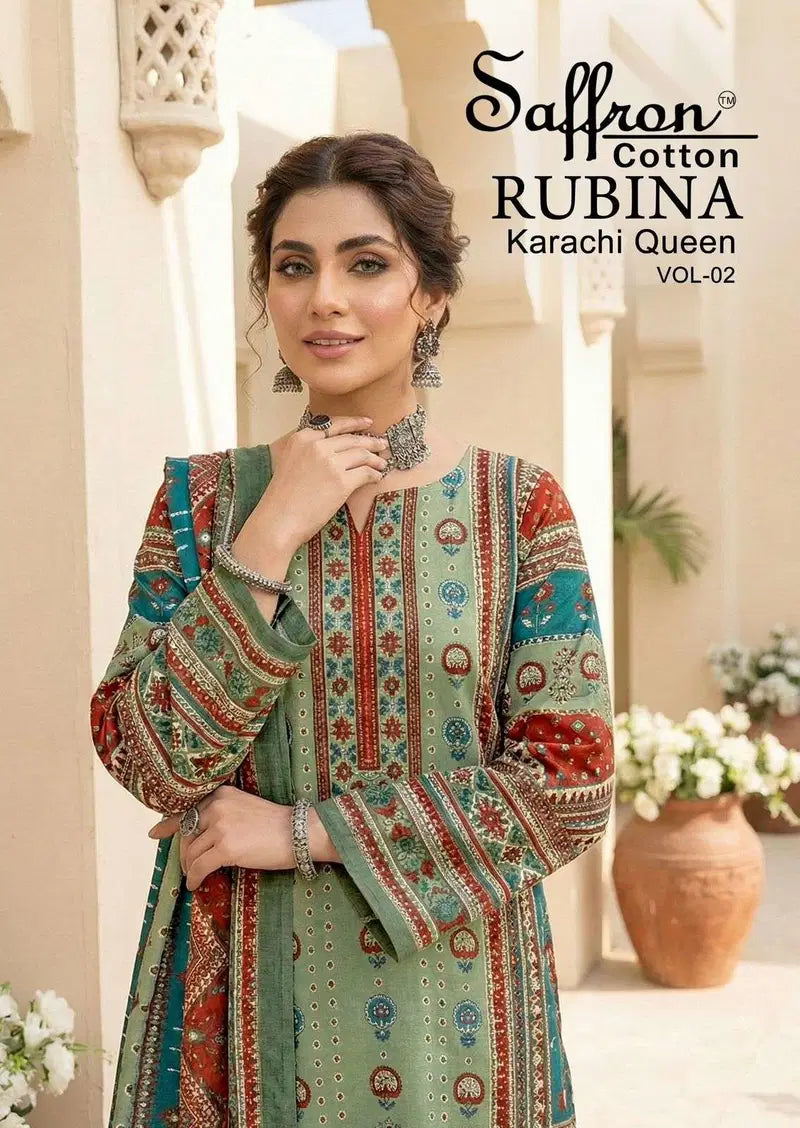 Saffron Rubina Karachi Queen Vol 2 Soft Cotton Digital Printed Dress Material