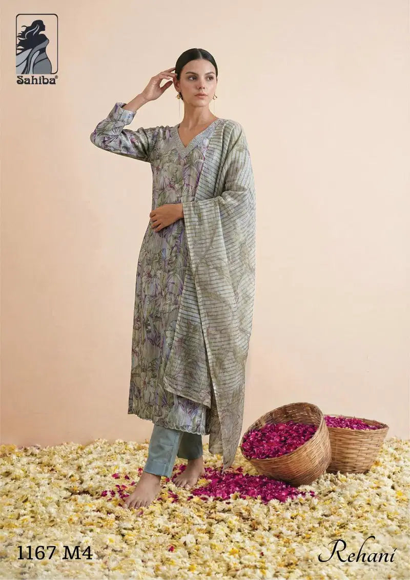 Sahiba Rehani Muslin Silk Digital Print With Handwork Salwar Kameez