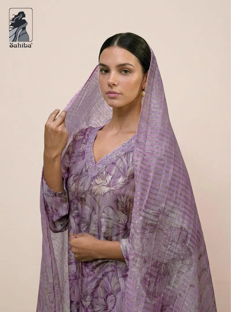 Sahiba Rehani Muslin Silk Digital Print With Handwork Salwar Kameez