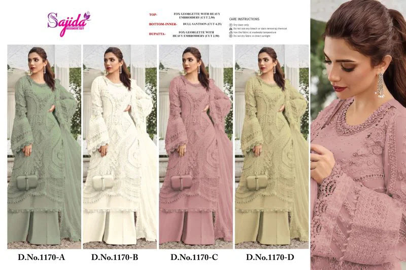 Sajida 1170 A To D Georgette With Heavy Embroidered Salwar Kameez