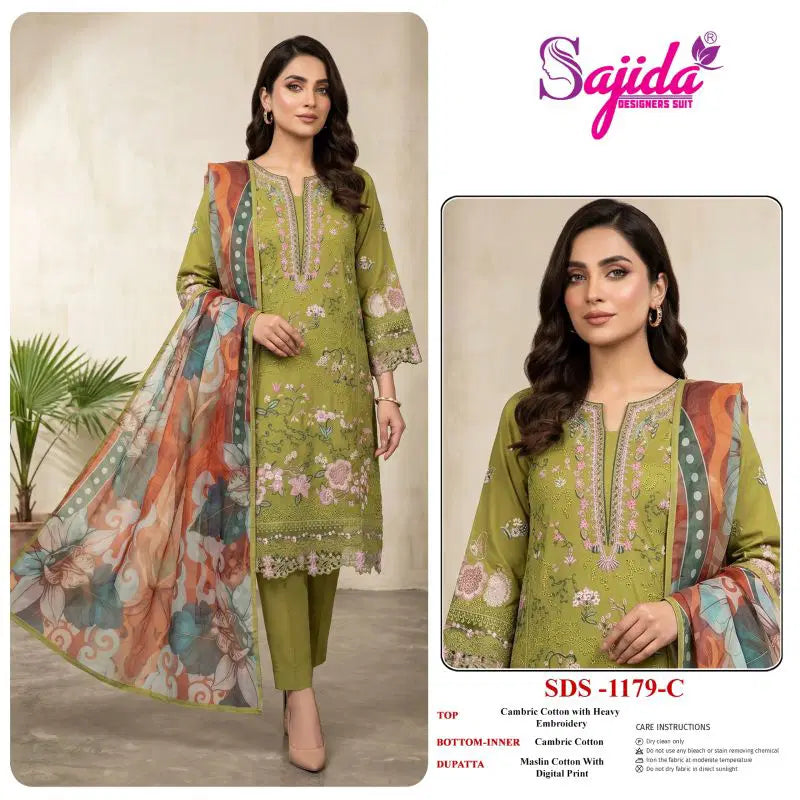 Sajida 1179 A To D Cambric Cotton Embroidered Salwar Kameez