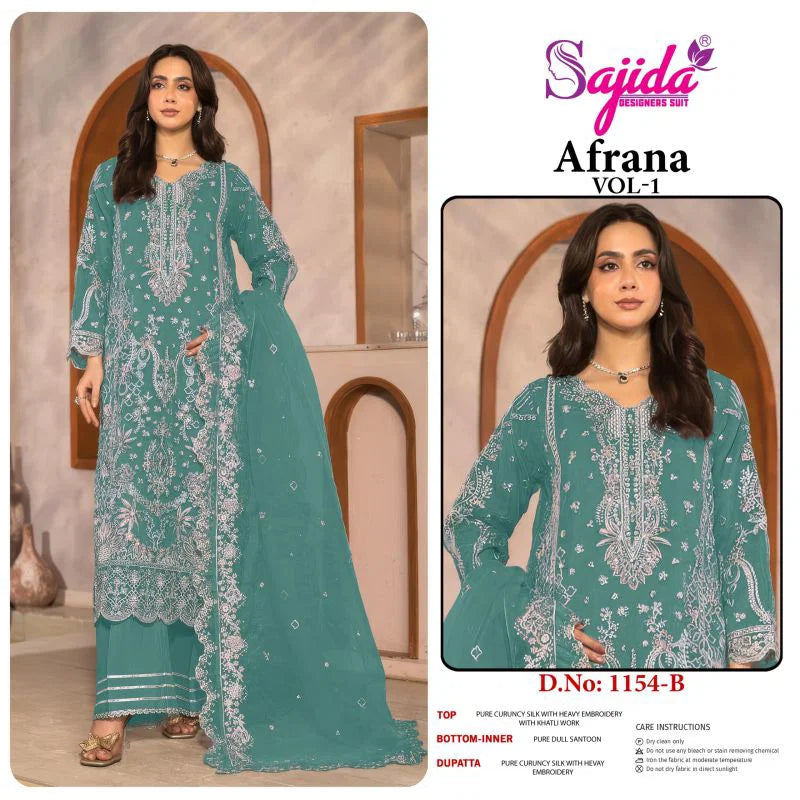 Sajida Afrana Vol 1 Crunchy Silk Embroidered Pakistani Salwar Kameez