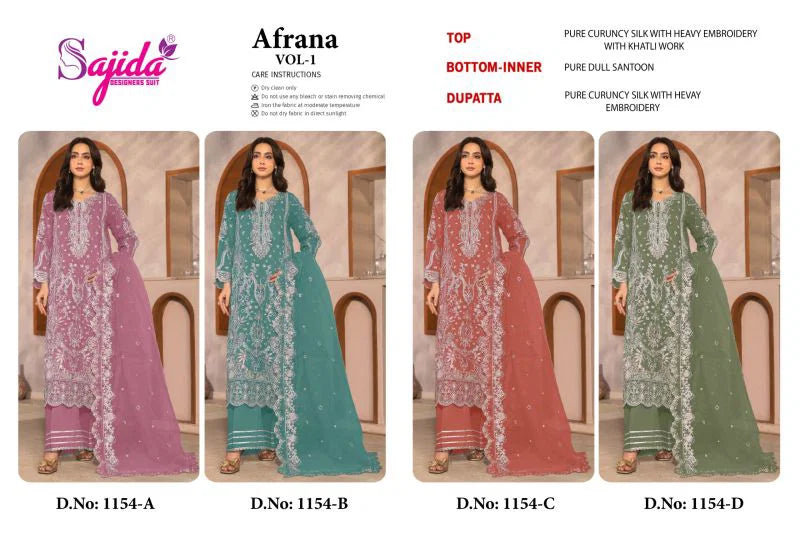Sajida Afrana Vol 1 Crunchy Silk Embroidered Pakistani Salwar Kameez
