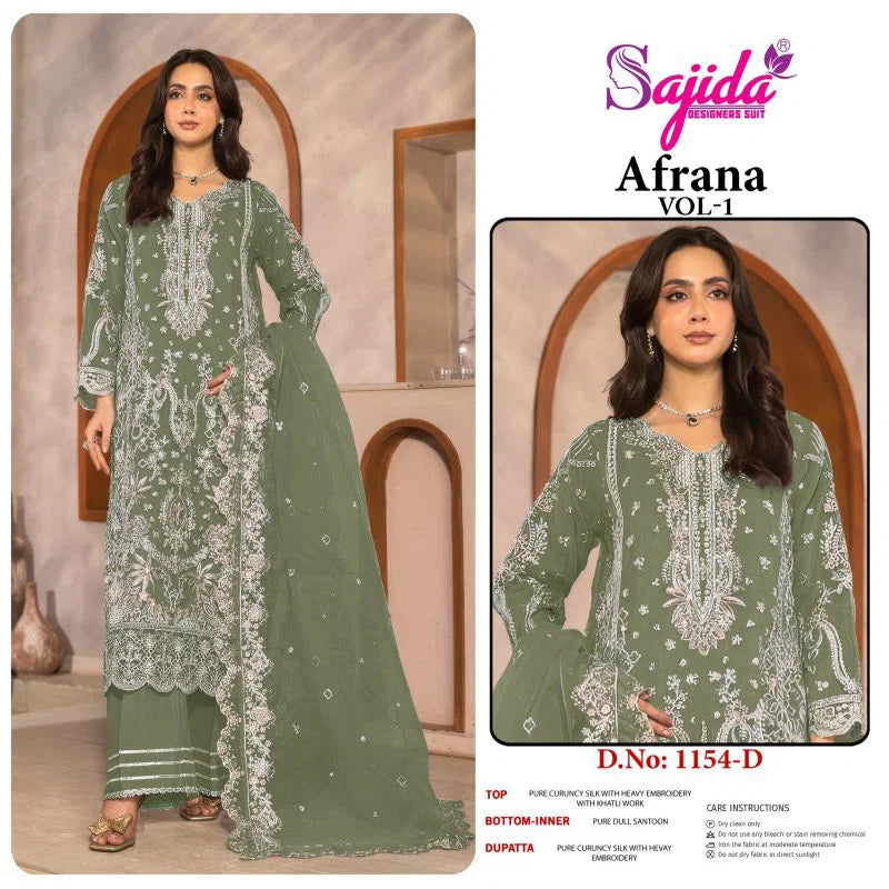 Sajida Afrana Vol 1 Crunchy Silk Embroidered Pakistani Salwar Kameez