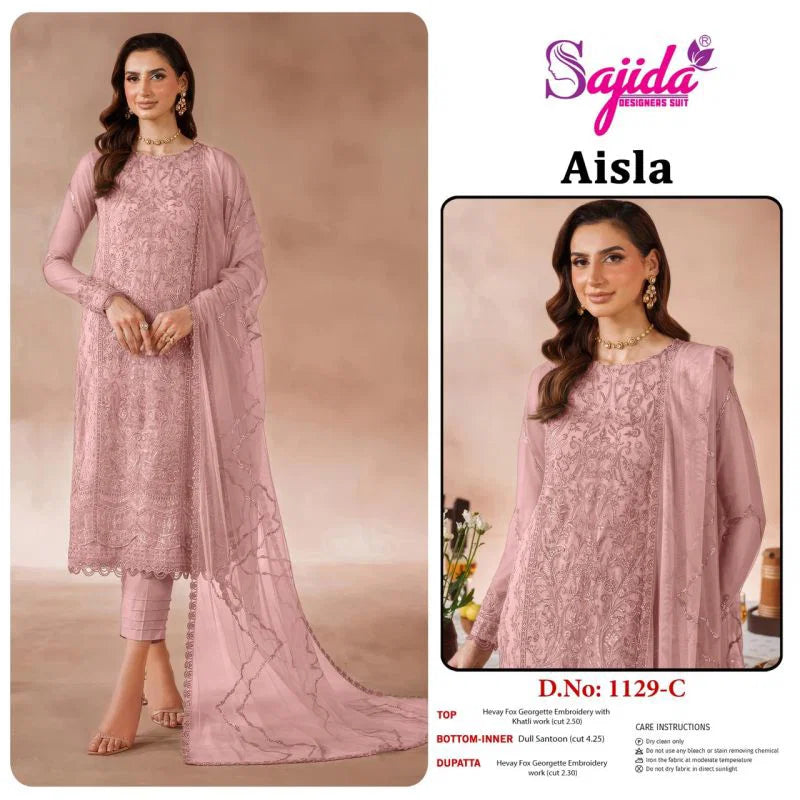 Sajida Aisla Georgette Embroidered Work Pakistani Salwar Kameez