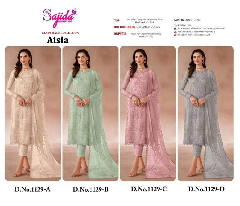 Sajida Aisla Georgette Embroidered Work Pakistani Salwar Kameez