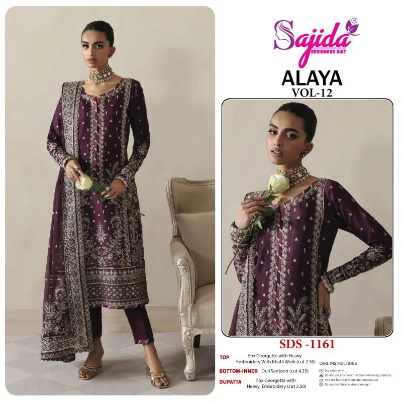 Sajida Alaya Vol 12 Georgette With Embroidered Work Pakistani Salwar Kameez