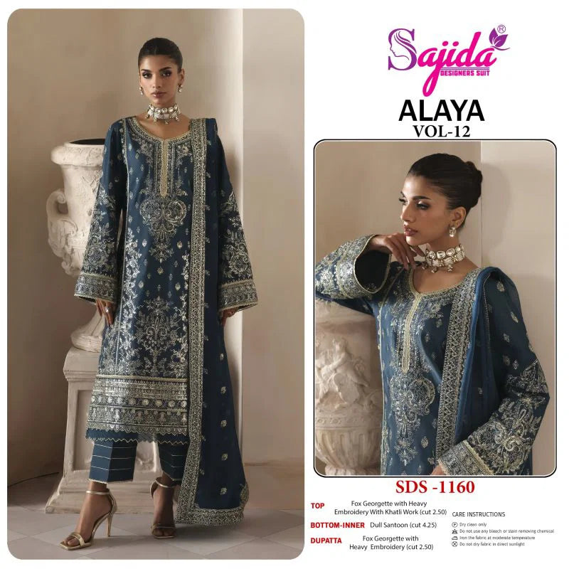 Sajida Alaya Vol 12 Georgette With Embroidered Work Pakistani Salwar Kameez