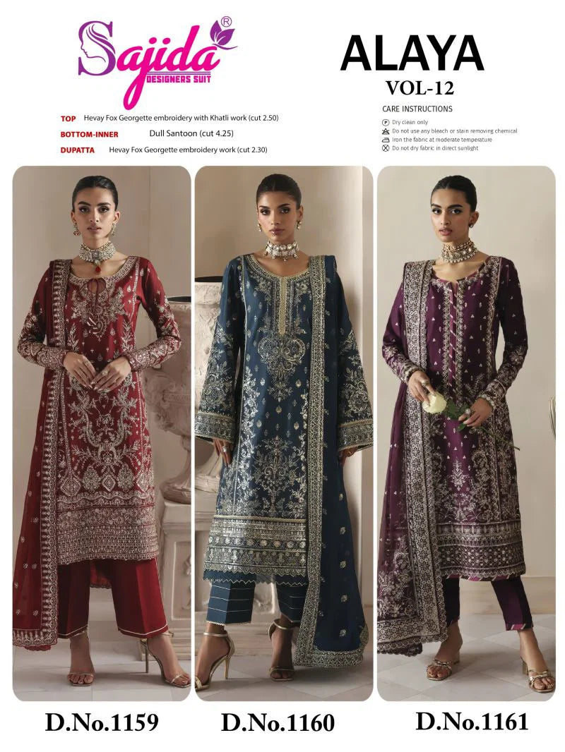 Sajida Alaya Vol 12 Georgette With Embroidered Work Pakistani Salwar Kameez