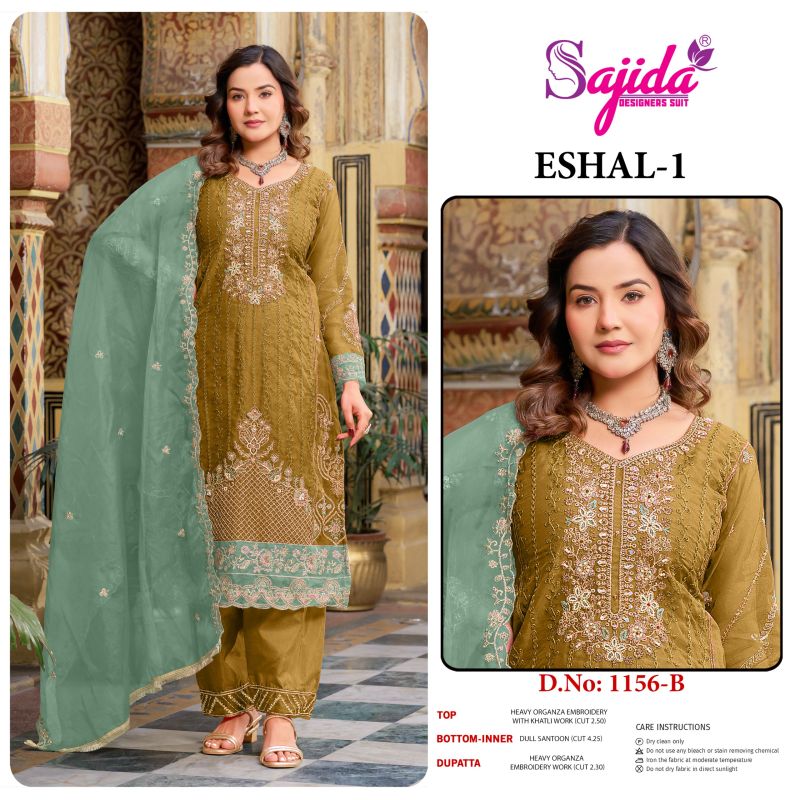 Sajida Eshal Vol 1 Organza With Embroidered Work Pakistani Salwar Kameez