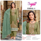 Sajida Eshal Vol 1 Organza With Embroidered Work Pakistani Salwar Kameez