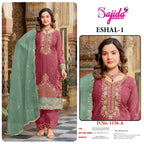 Sajida Eshal Vol 1 Organza With Embroidered Work Pakistani Salwar Kameez