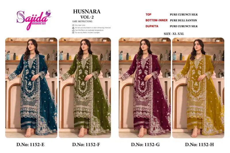 Sajida Husnara Vol 2 Crunchy Silk With Embroidered Pakistani Salwar Kameez