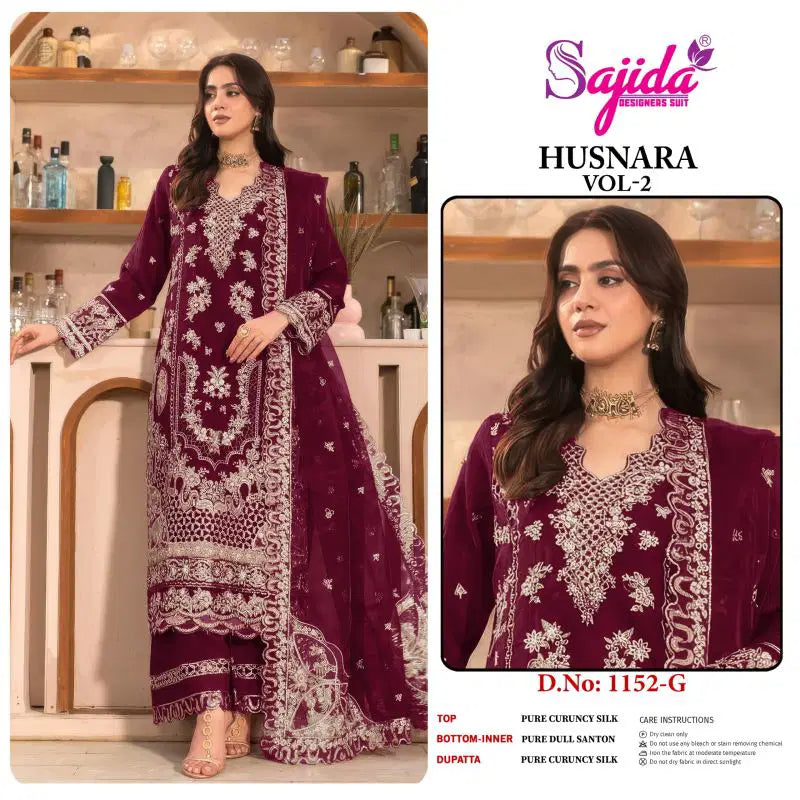 Sajida Husnara Vol 2 Crunchy Silk With Embroidered Pakistani Salwar Kameez