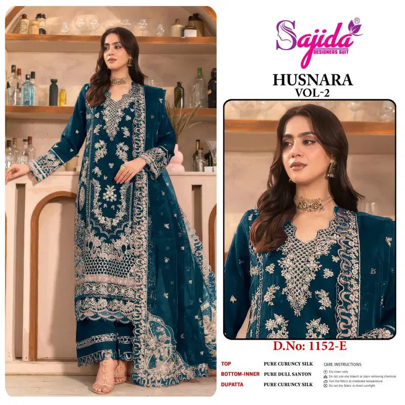 Sajida Husnara Vol 2 Crunchy Silk With Embroidered Pakistani Salwar Kameez