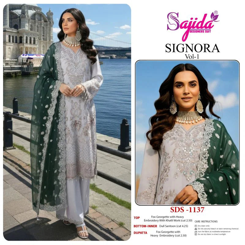 Sajida Signora Vol 1 Georgette With Embroidered Work Pakistani Salwar Kameez