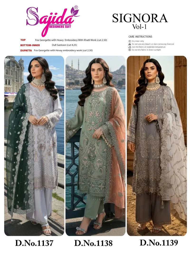 Sajida Signora Vol 1 Georgette With Embroidered Work Pakistani Salwar Kameez