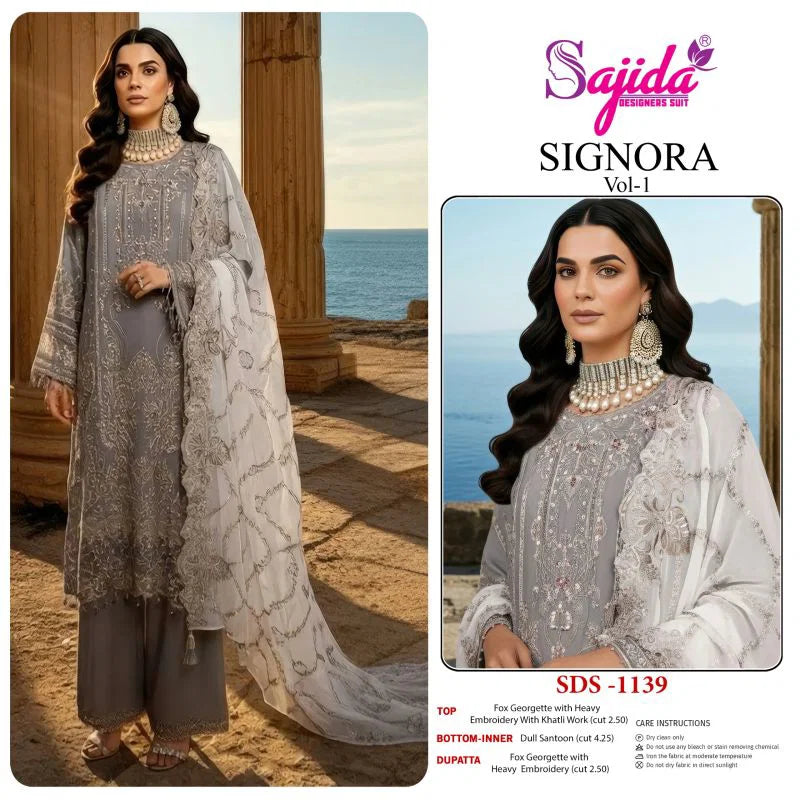 Sajida Signora Vol 1 Georgette With Embroidered Work Pakistani Salwar Kameez