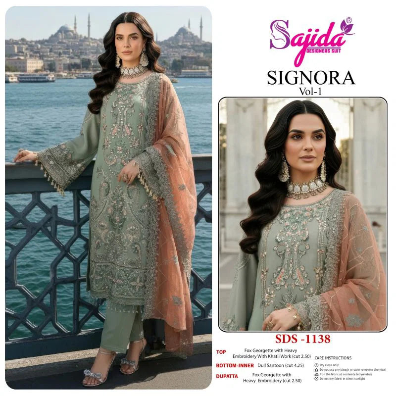 Sajida Signora Vol 1 Georgette With Embroidered Work Pakistani Salwar Kameez