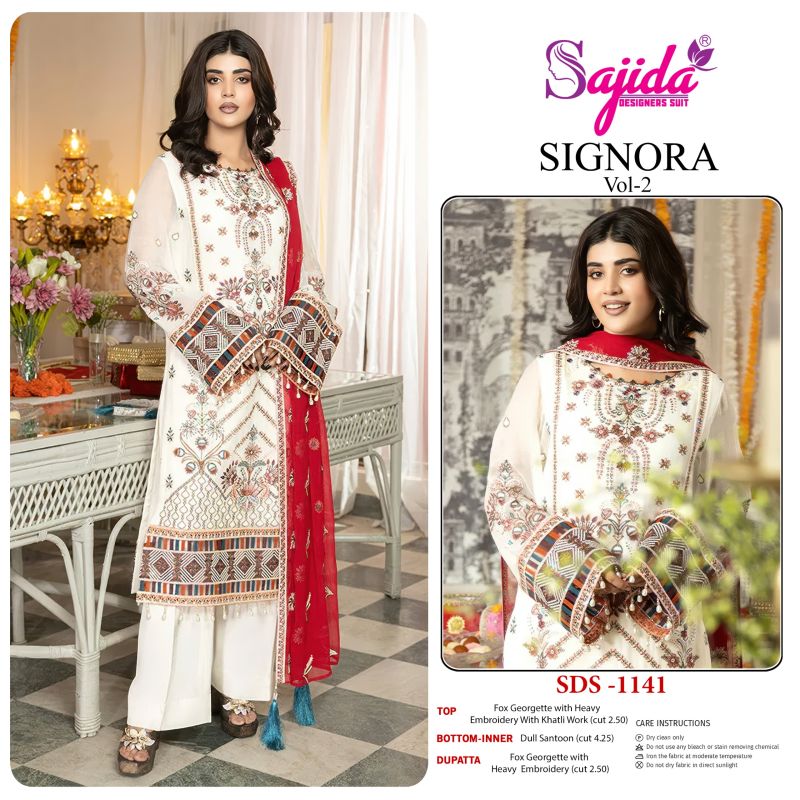 Sajida Signora Vol 2 Georgette With Embroidered Work Pakistani Salwar Kameez