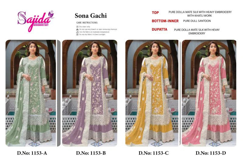 Sajida Sona Gachi Dola Mate Silk With Embroidered Pakistani Salwar Kameez