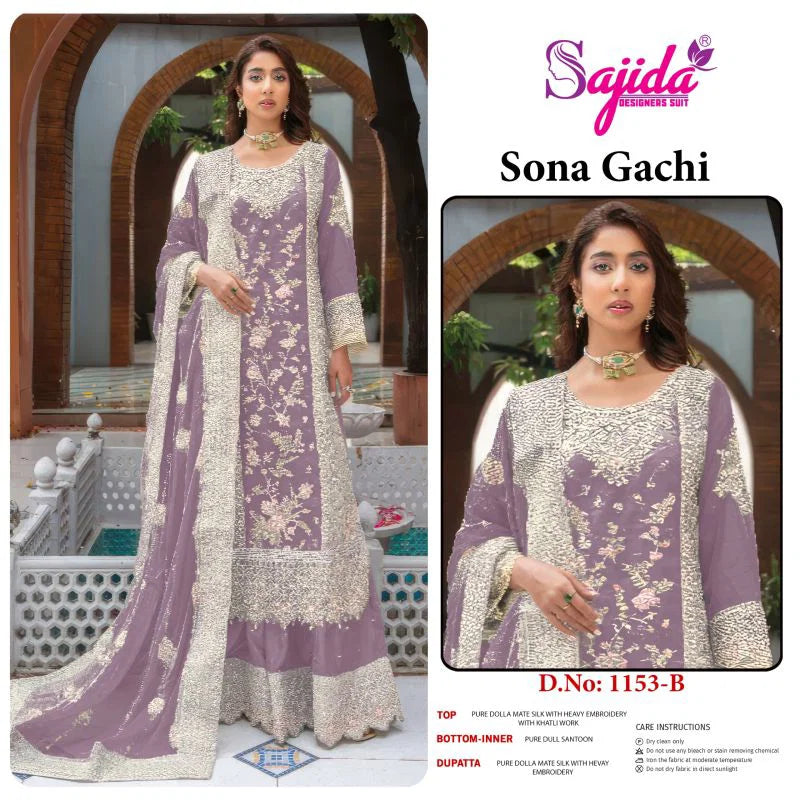 Sajida Sona Gachi Dola Mate Silk With Embroidered Pakistani Salwar Kameez