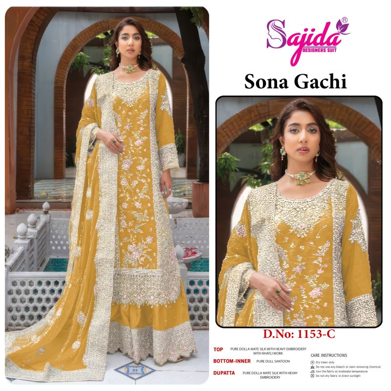 Sajida Sona Gachi Dola Mate Silk With Embroidered Pakistani Salwar Kameez
