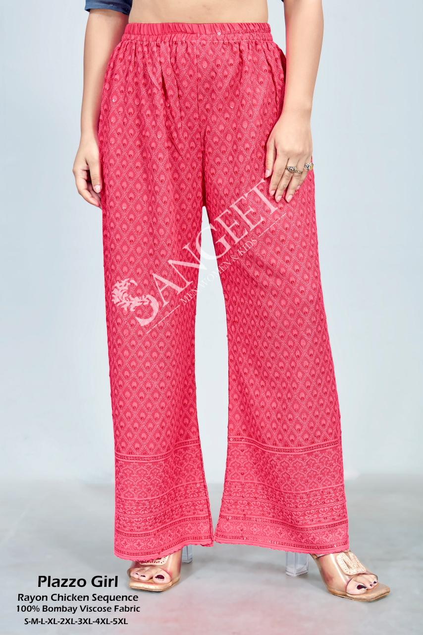 Sangeet Plazzo Girl Colors Rayon Chicken Sequence Plazzo Pant Collection