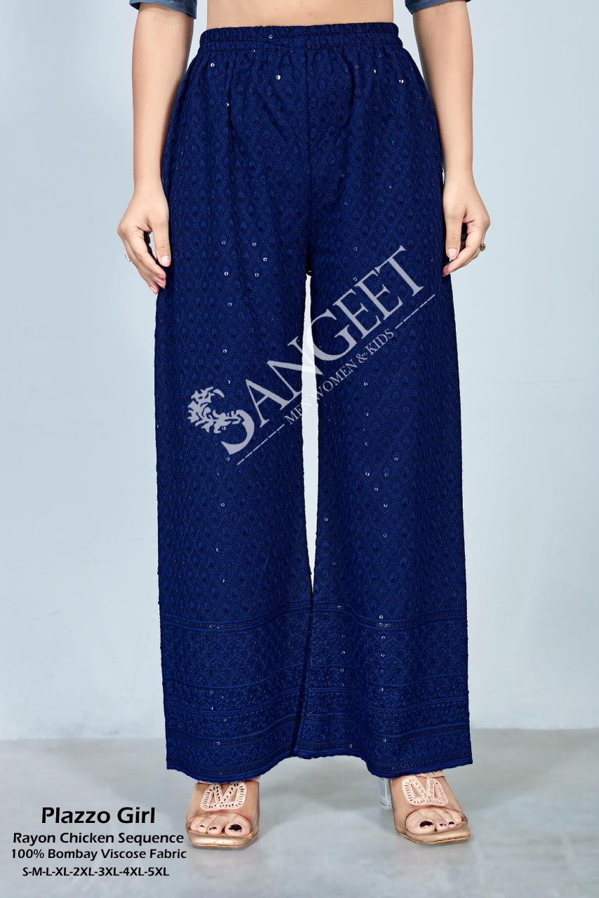 Sangeet Plazzo Girl Colors Rayon Chicken Sequence Plazzo Pant Collection
