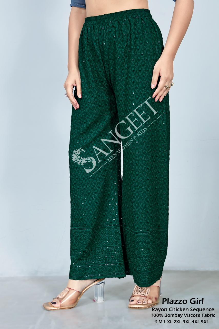 Sangeet Plazzo Girl Colors Rayon Chicken Sequence Plazzo Pant Collection