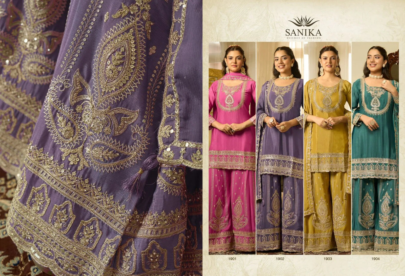 Sanika Anmol Chinon Silk Embroidered Salwar Suit Collection
